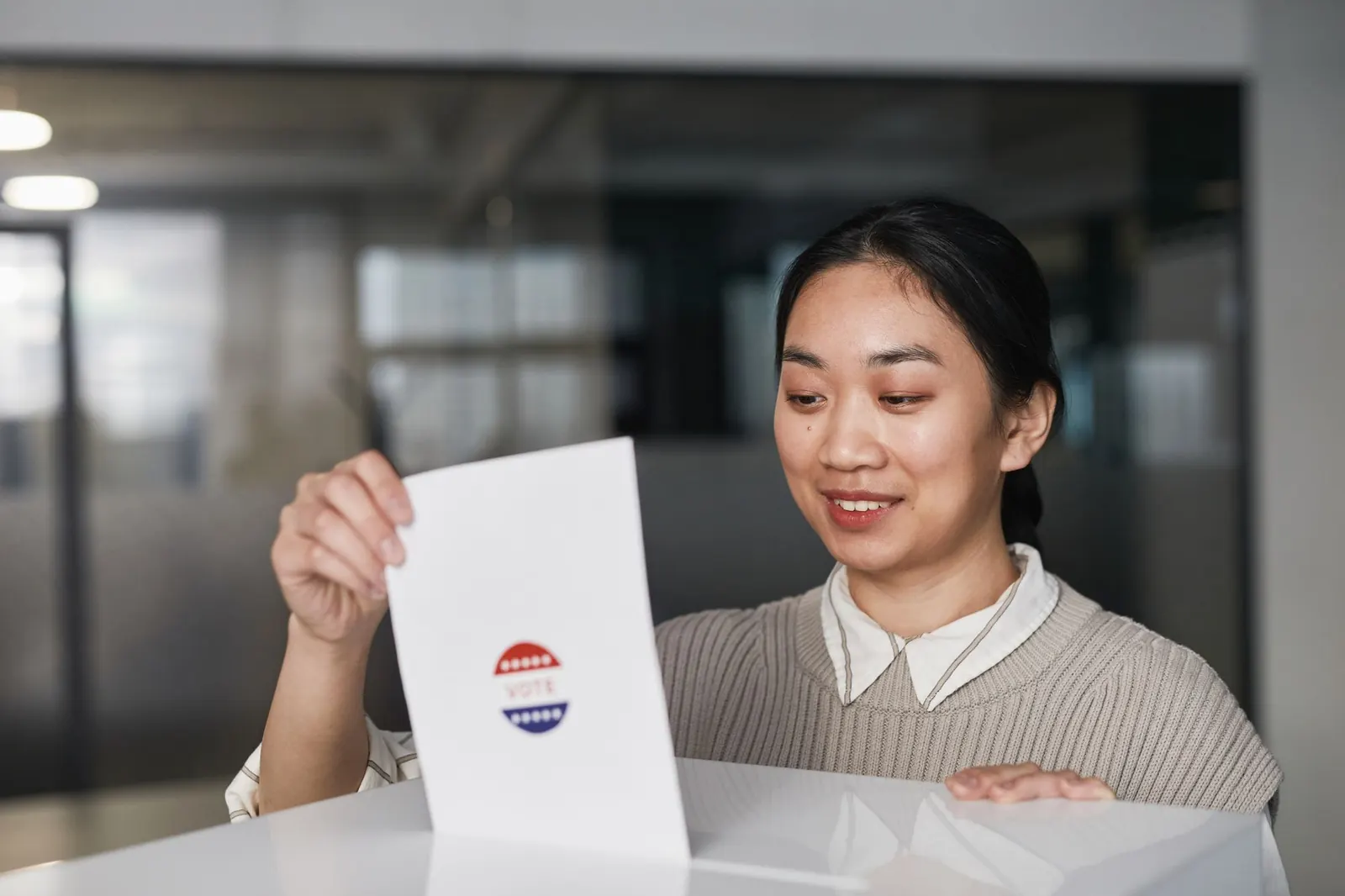 A voter casting a ballot.